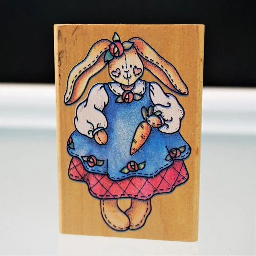 Easter Stamp Lady Bunny Rabbit Stitched Doll Stampede Rubber Stamp